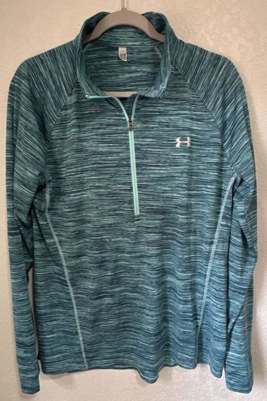 Under Armour Women's UA Tech Twist 1/2 Zip Long Sleeve Pullover Shirt Teal Blue